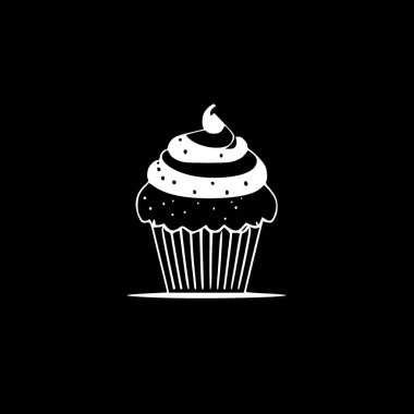 Cupcake - minimalist ve düz logo - vektör illüstrasyonu