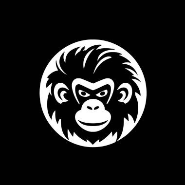 Maymun - siyah ve beyaz izole edilmiş ikon - vektör illüstrasyonu