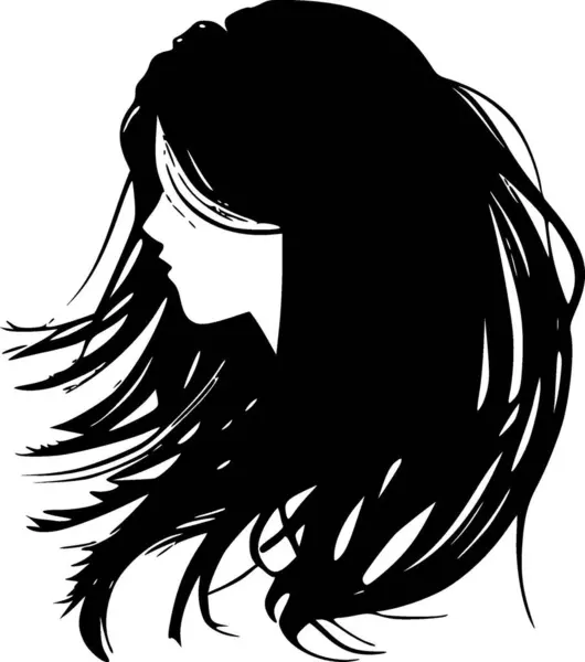 Cheveux Icône Isolée Noir Blanc Illustration Vectorielle — Image vectorielle