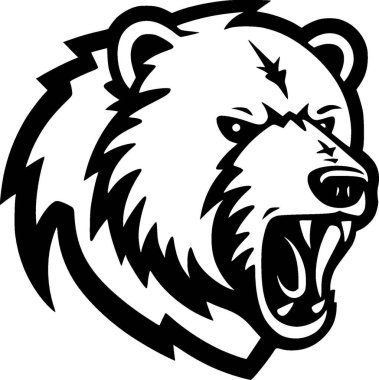 Bear - black and white vector illustration clipart