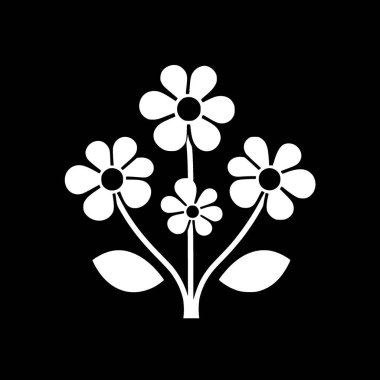 Çiçekler - siyah ve beyaz vektör çizimi