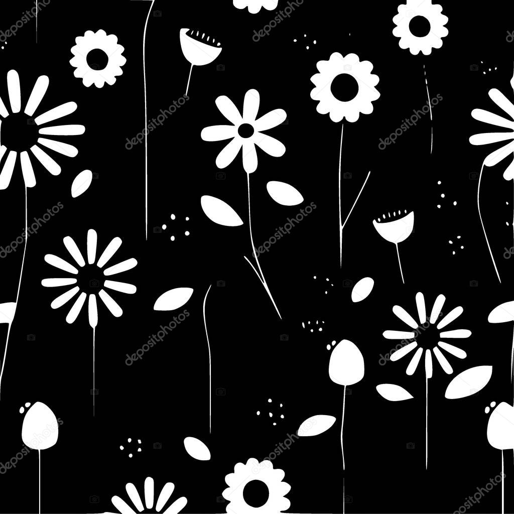 Floral background - minimalist and simple silhouette - vector illustration