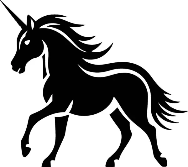 stock vector Unicorn - black and white isolated icon - vector illustration