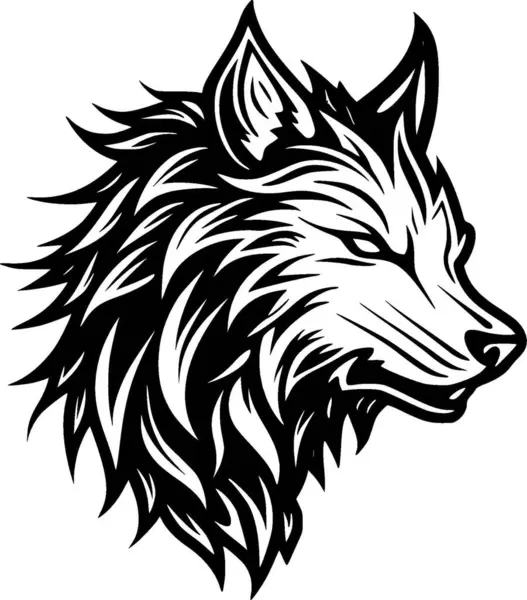 stock vector Wolf - black and white isolated icon - vector illustration