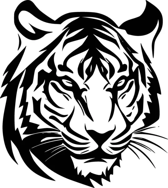Tiger Svart Och Vitt Isolerad Ikon Vektor Illustration — Stock vektor