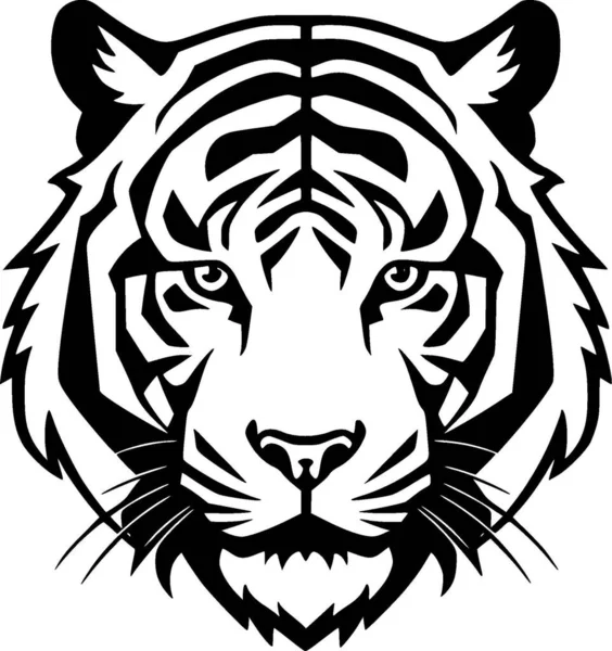 Tiger Schwarz Weißes Icon Vektorillustration — Stockvektor