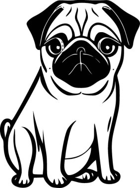 Pug - minimalist ve düz logo - vektör illüstrasyonu