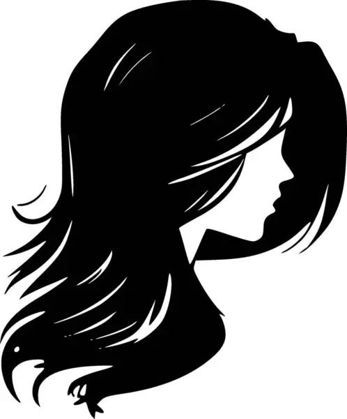 Cheveux Icône Isolée Noir Blanc Illustration Vectorielle — Image vectorielle
