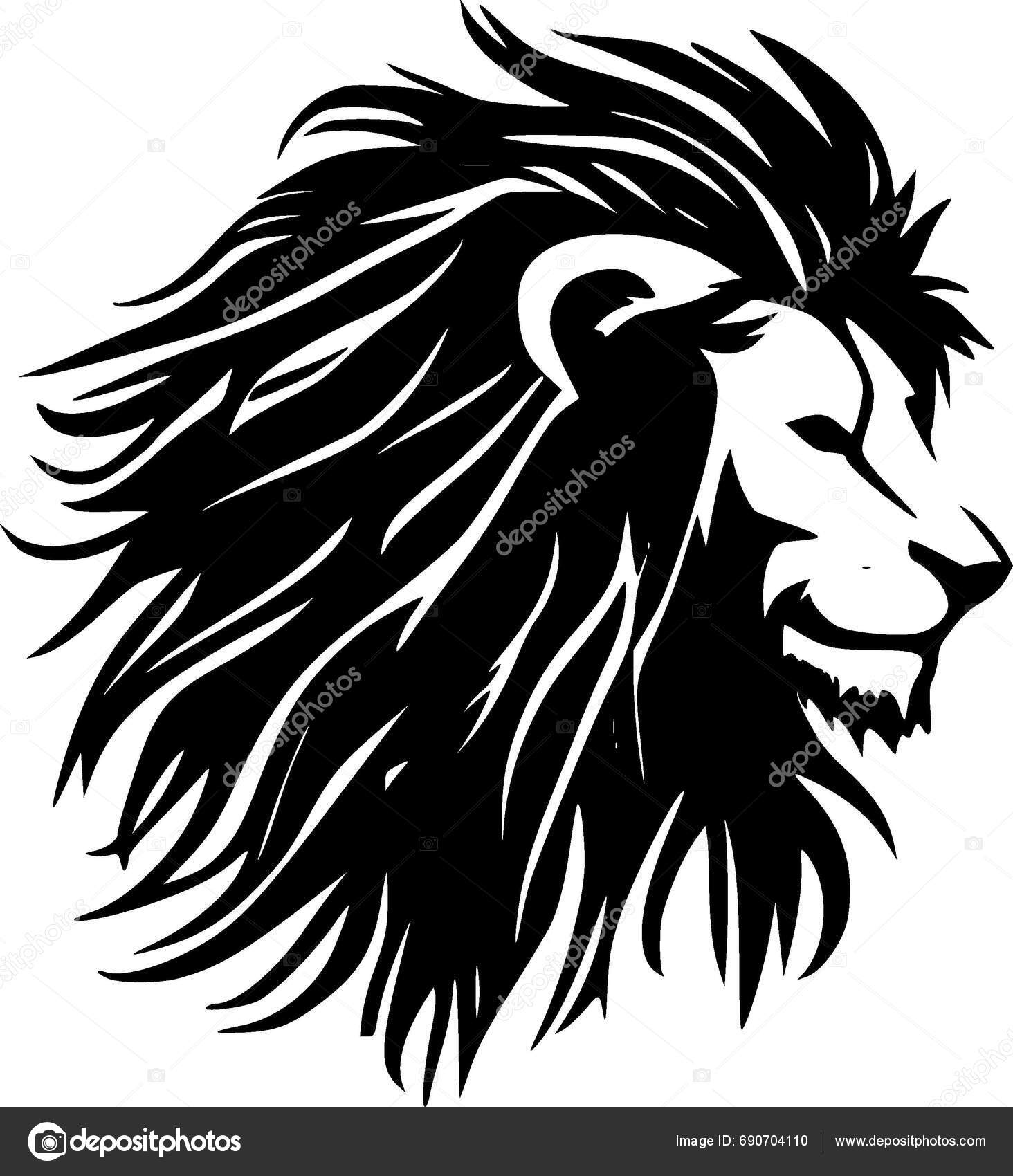 Lion Black White Vector Illustration Stock Vector by ©CreativeOasis