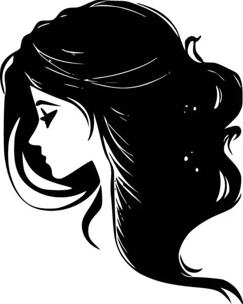 Cheveux Illustration Vectorielle Noir Blanc — Image vectorielle