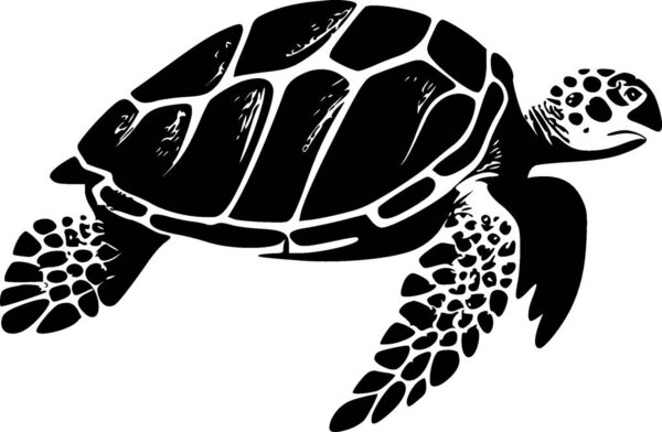 Sea turtle - minimalist and flat logo - vector illustration