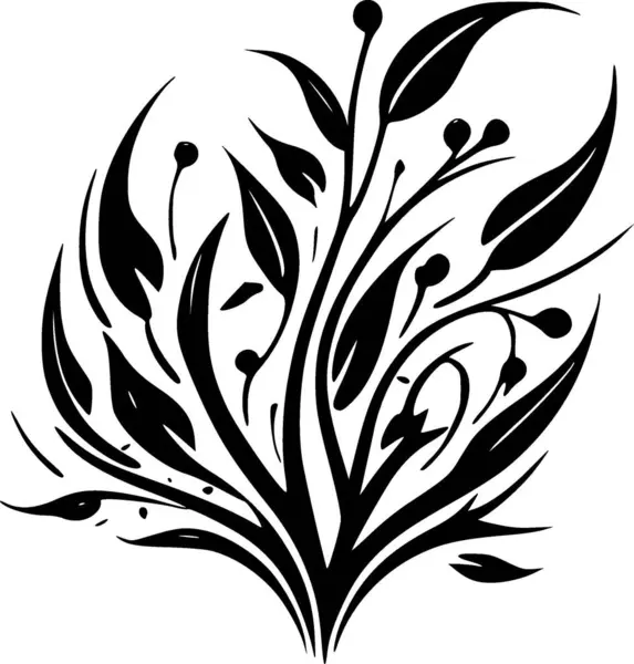 Fiorire Icona Isolata Bianco Nero Illustrazione Vettoriale — Vettoriale Stock