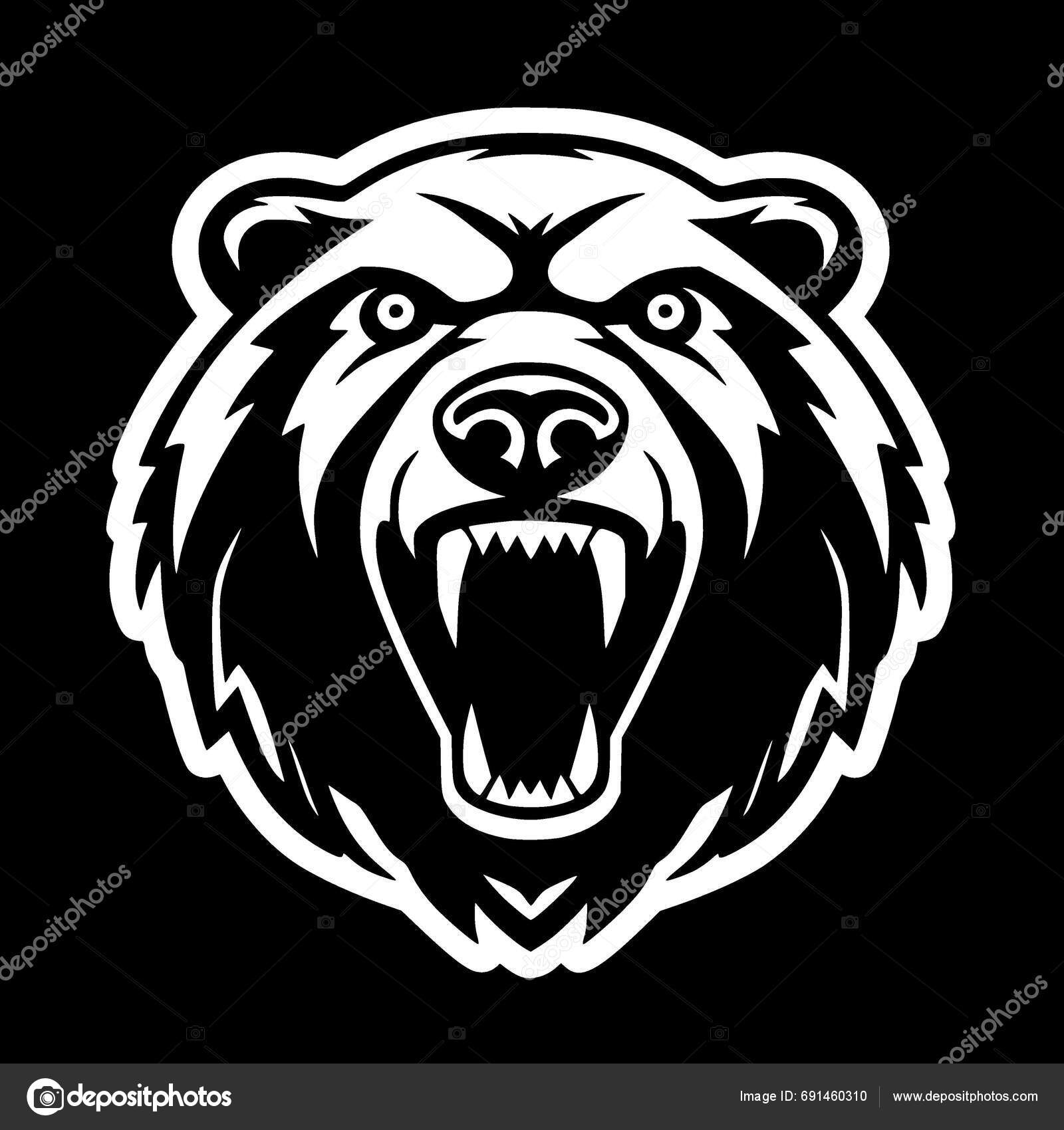 Bear Black White Vector Illustration Stock Vector by ©CreativeOasis
