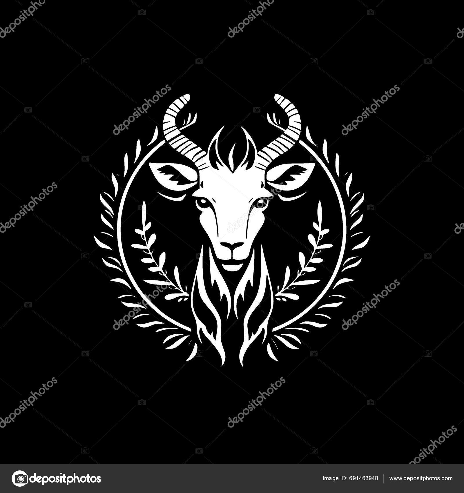 Goat Black White Vector Illustration Stock Vector by ©CreativeOasis