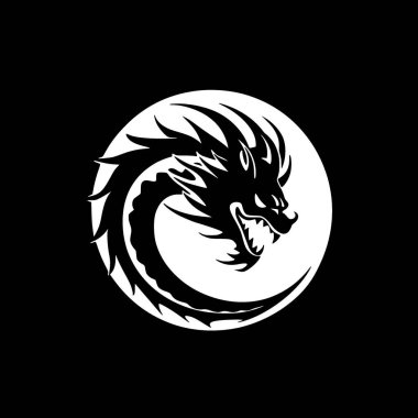 Dragon - minimalist ve düz logo - vektör illüstrasyonu