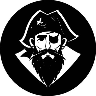 Pirate - black and white vector illustration clipart