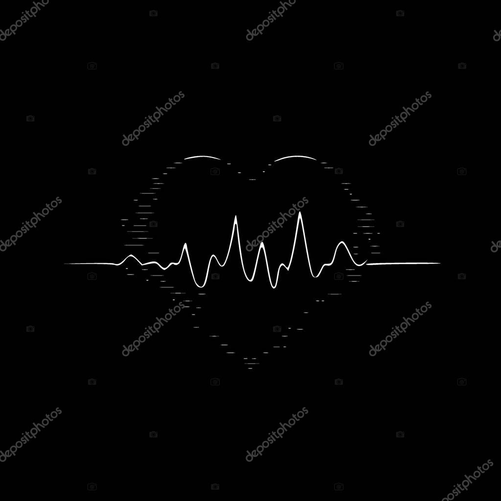 Heartbeat - black and white isolated icon - vector illustration