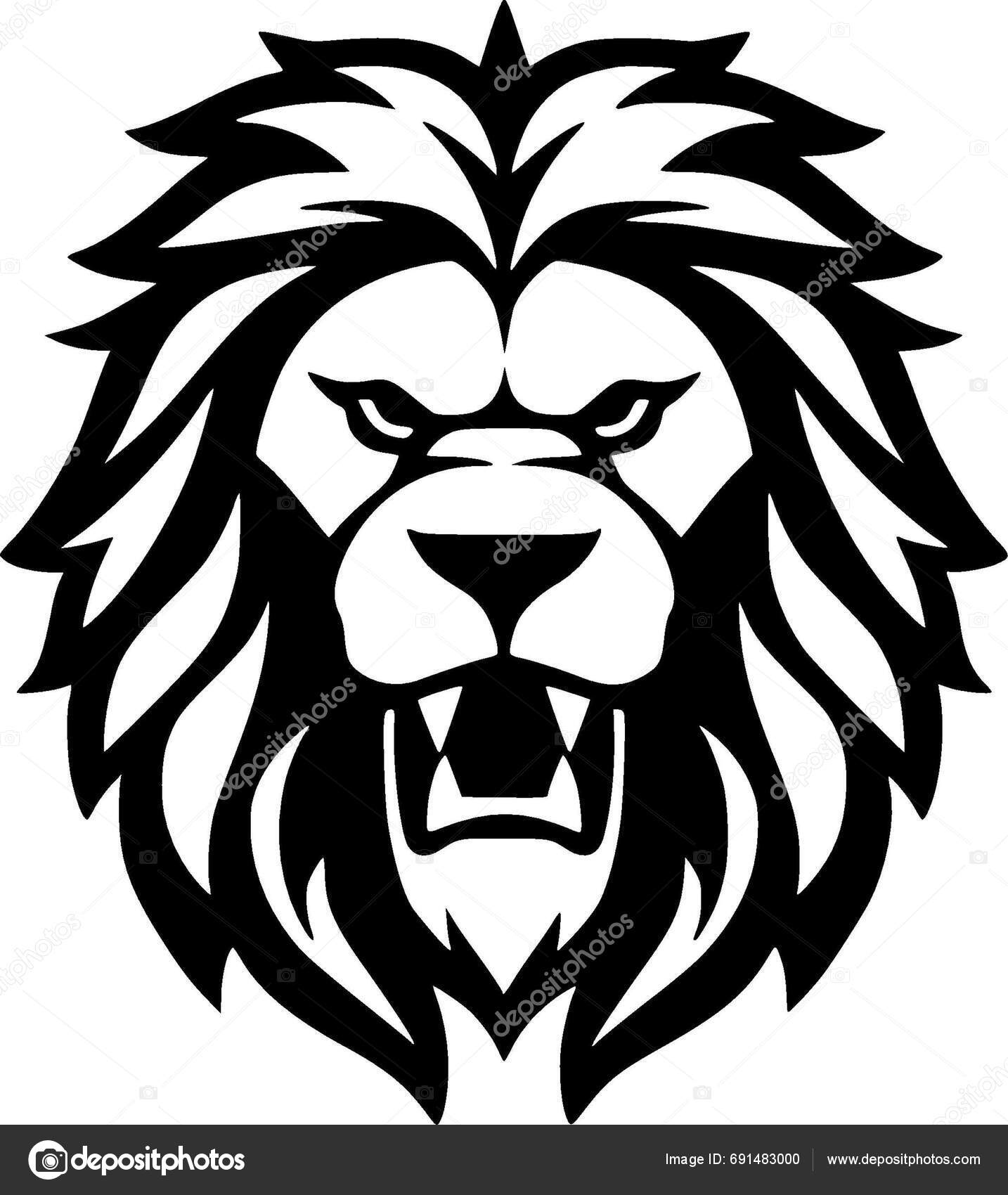 Lion Black White Vector Illustration Stock Vector by ©CreativeOasis