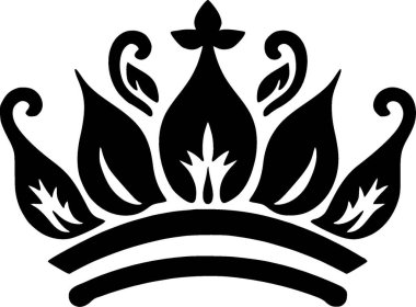 Crown - siyah ve beyaz izole edilmiş ikon - vektör illüstrasyonu