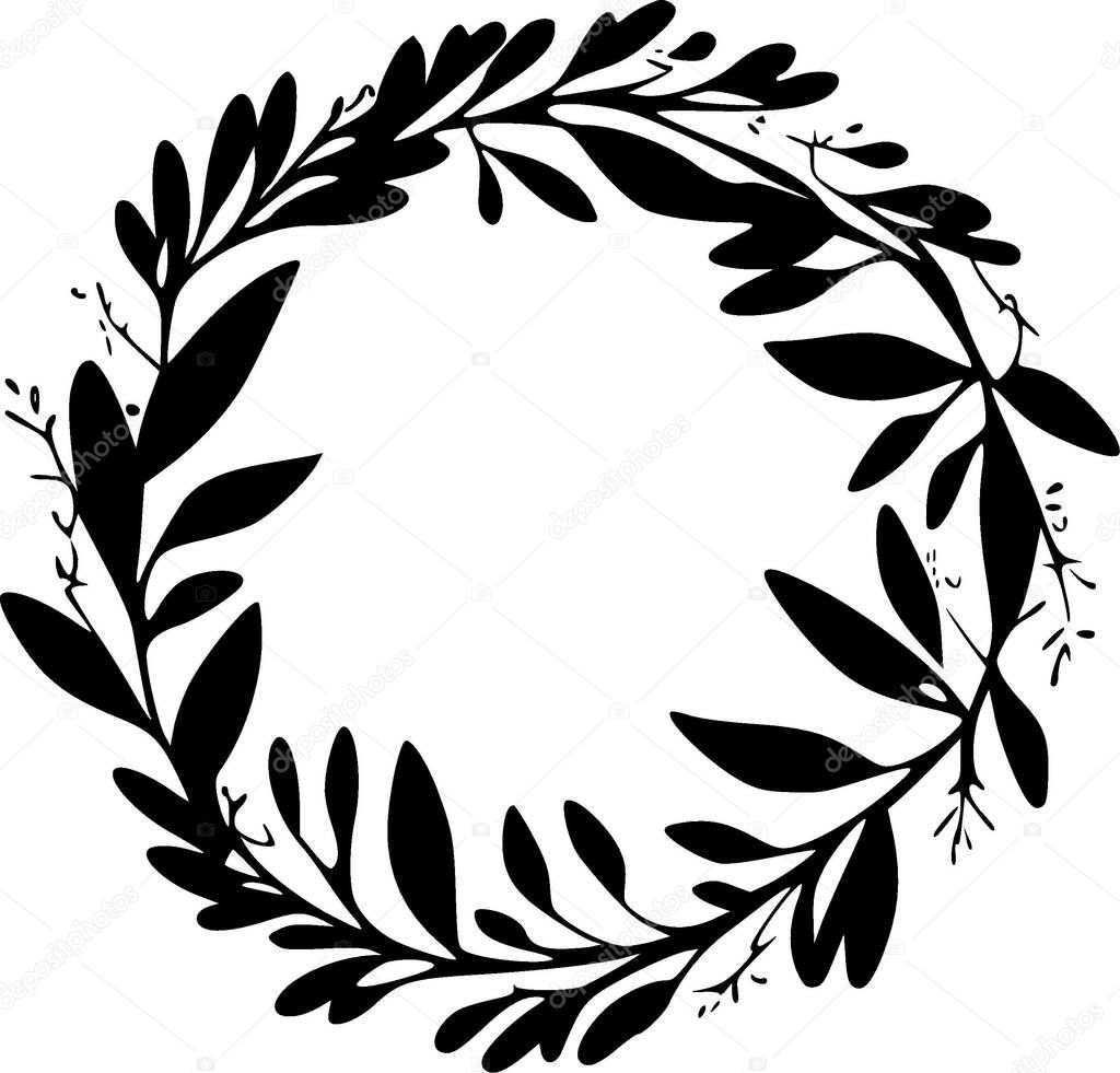 Wreath - black and white isolated icon - vector illustration