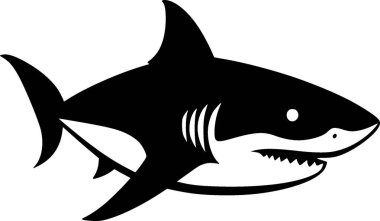 Shark - black and white vector illustration clipart