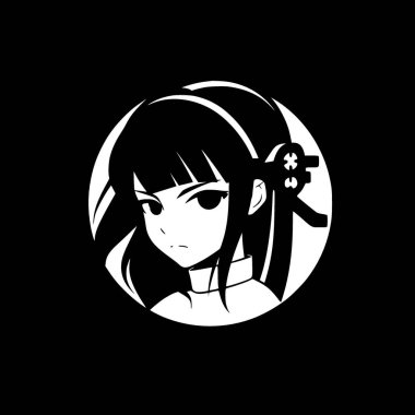 Anime - minimalist ve düz logo - vektör illüstrasyonu