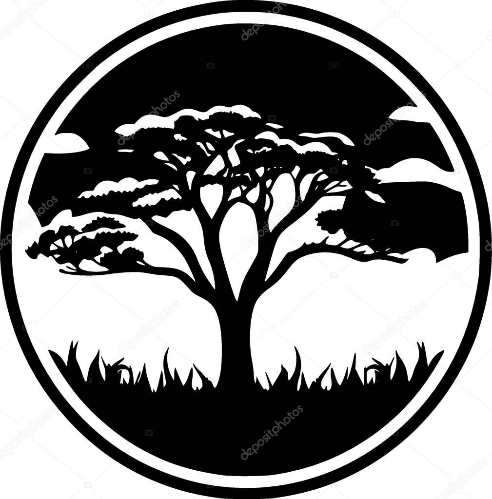 Africa - black and white isolated icon - vector illustration