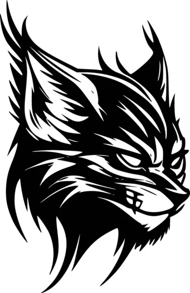 Wildcat Ilustração Vetorial Preto Branco — Vetor de Stock