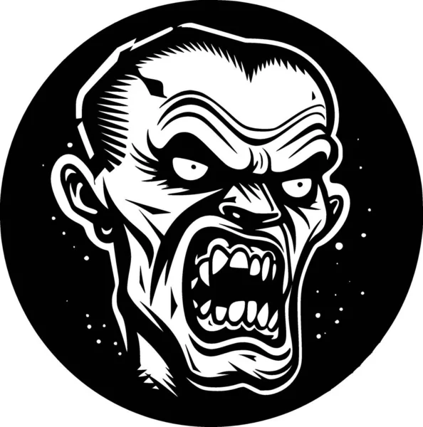Zombie Icône Isolée Noir Blanc Illustration Vectorielle — Image vectorielle