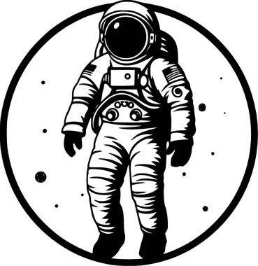 Astronot - minimalist ve basit siluet - vektör illüstrasyonu