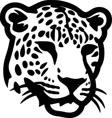 Leopar - siyah ve beyaz izole edilmiş ikon - vektör illüstrasyonu