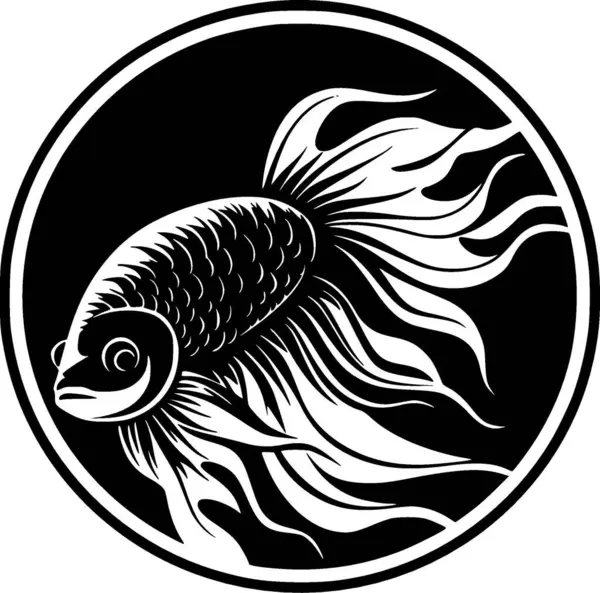 Beta Ryba Czarno Biały Wektor Ilustracja — Wektor stockowy