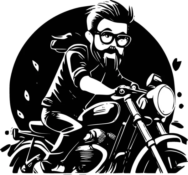 Motociclista Logo Minimalista Plano Ilustración Vectorial — Archivo Imágenes Vectoriales