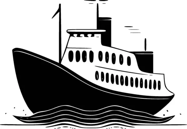 Σκάφος Μινιμαλιστικό Και Επίπεδο Λογότυπο Διανυσματική Απεικόνιση — Διανυσματικό Αρχείο