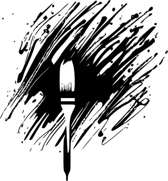 Coups Pinceau Logo Minimaliste Plat Illustration Vectorielle — Image vectorielle