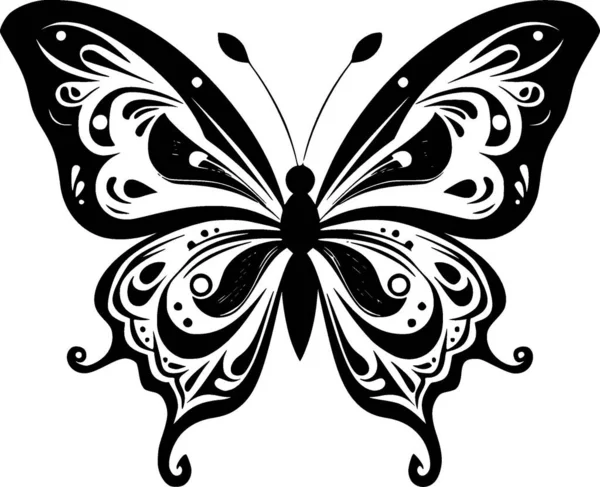 Papillons Icône Isolée Noir Blanc Illustration Vectorielle — Image vectorielle