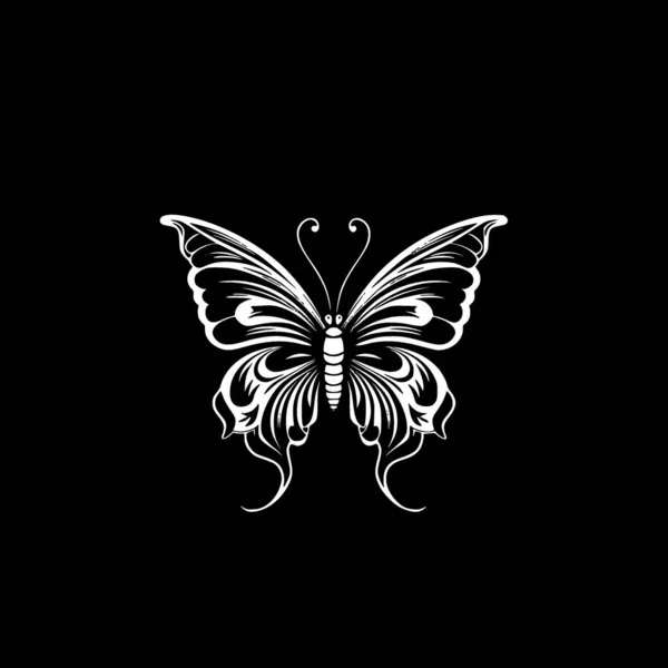 Kelebek Siyah Beyaz Vektör Çizimi — Stok Vektör