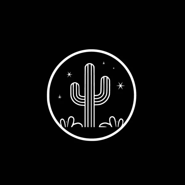 Kaktus Illustration Sort Hvid Vektor – Stock-vektor