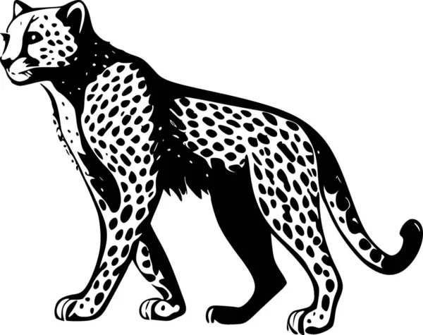 Cheetah Print Svart Och Vitt Isolerad Ikon Vektor Illustration — Stock vektor