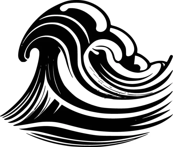 Bølger Minimalistisk Enkel Silhuet Vektorillustration – Stock-vektor