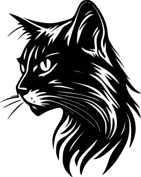 Wildcat Black White Isolated Icon Vector Illustration — Stock Vector