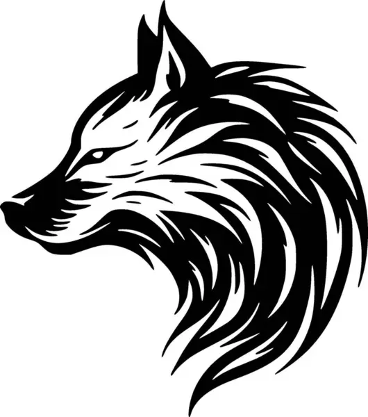 Wolf Musta Valkoinen Vektori Kuva — vektorikuva