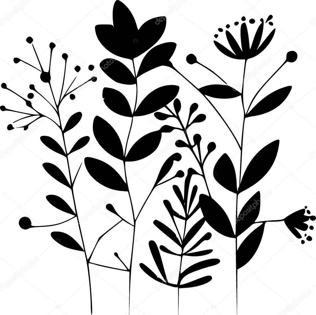 Floral background - black and white isolated icon - vector illustration