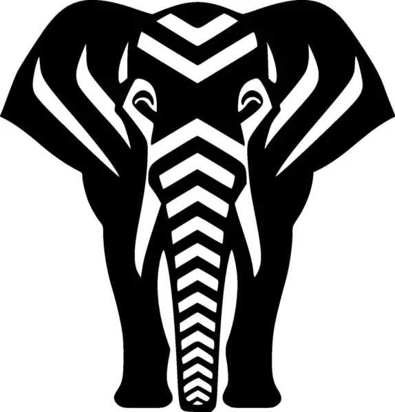 Слон Черно Белый Изолированный Значок Векторная Иллюстрация — стоковый вектор