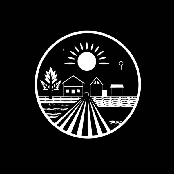 Fazenda Logotipo Minimalista Plana Ilustração Vetorial — Vetor de Stock