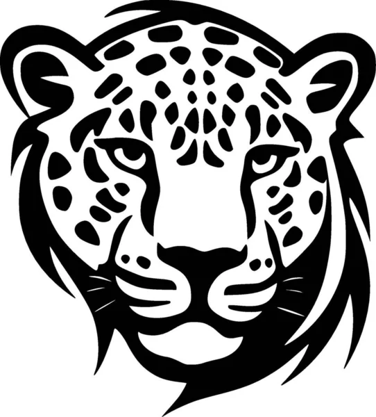 Leopardi Musta Valkoinen Eristetty Kuvake Vektorikuvaus — vektorikuva