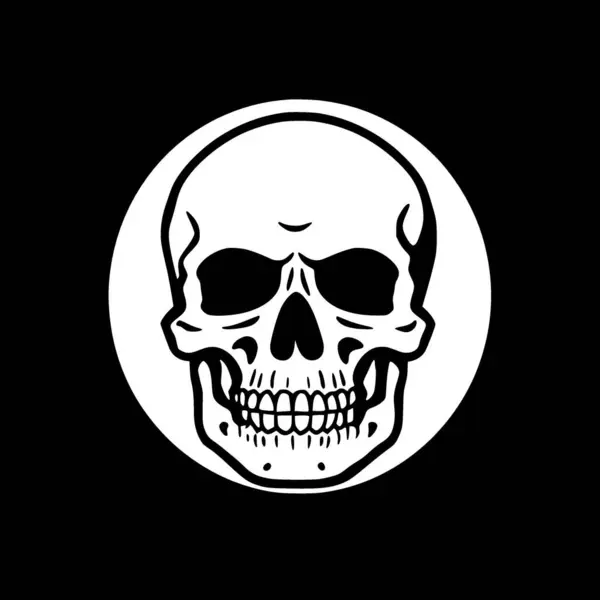 Kafatası Minimalist Düz Logo Vektör Illüstrasyonu — Stok Vektör