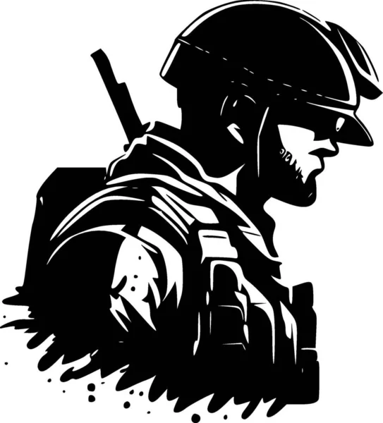 Soldier Minimalist Simple Silhouette Vector Illustration — Stock Vector