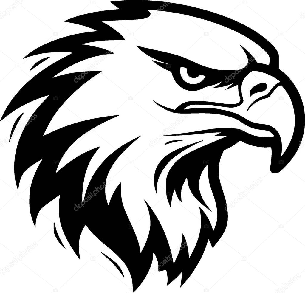 Eagle - black and white isolated icon - vector illustration