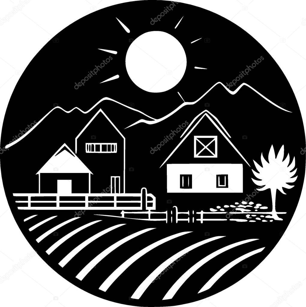 Farm - minimalist and simple silhouette - vector illustration